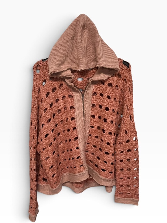 Free People Sweaters - Anthropologie Free People | Crochet Knit Distressed Zip Up Jacket Hoodie L